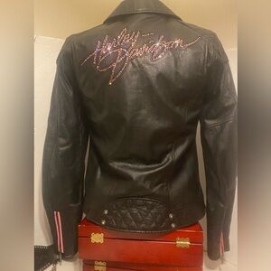 Harley Davidson Pink Cancer Edition NWT Leather Jacket BLING